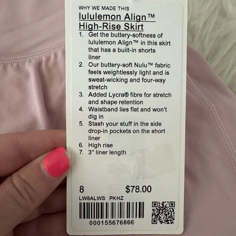 Lululemon Align High Rise Skirt Skort Shorts Women’s Size 8 Pink Haze NWT $78 - Picture 4 of 11